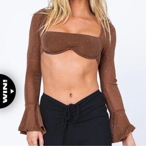 Princess Polly Brown Glitter Top